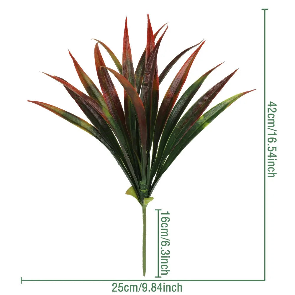 plantes artificielles feuilles pointues vert brun rouge modernes extérieures accrochéesextérieur exposition festive anniversaire