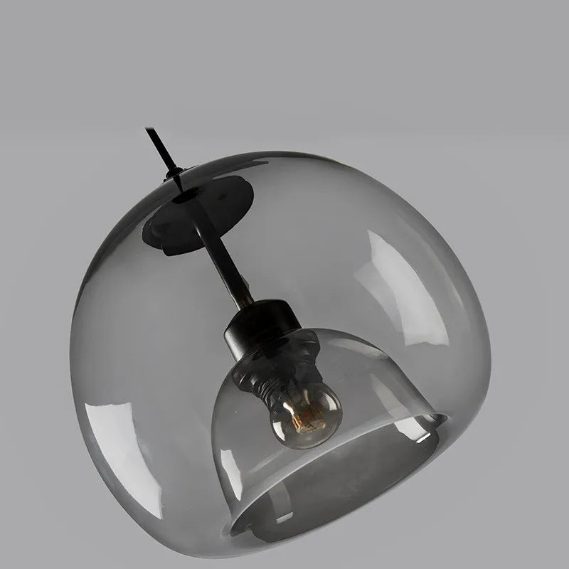 suspension transparente opale moderne pendentif verre pierre verre e27 249 2000 lumens gris fumée