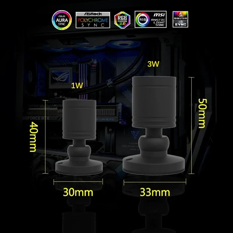 lampe led pc noir moderne 5v 1w 3w argb vis câble aluminium minimaliste