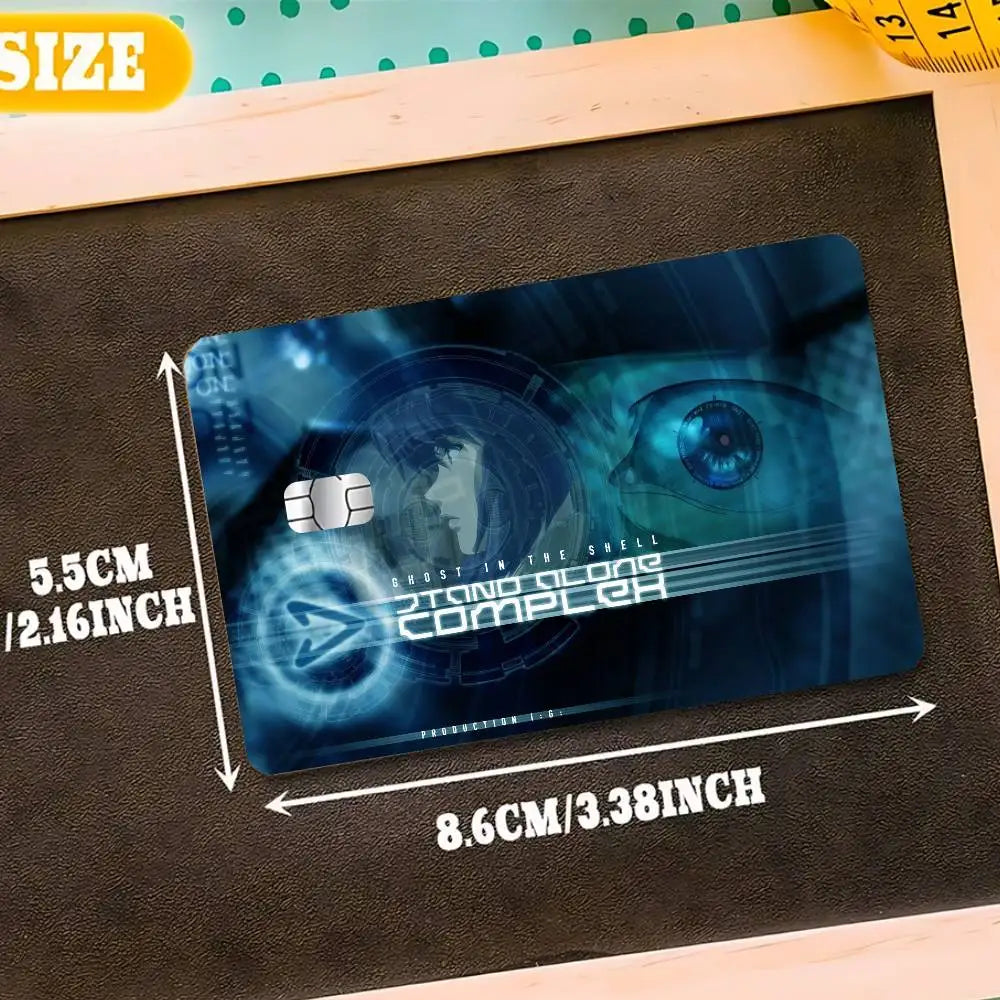 sticker anime ghost shell waterproof réutilisable moderne graphique carte crédit pièces