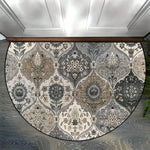 tapis demi rond motif floral imperméable polyester bohème oriental extérieur intérieur absorbant