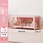 meuble rangement moderne portes transparent rose clair bambou 80cm large