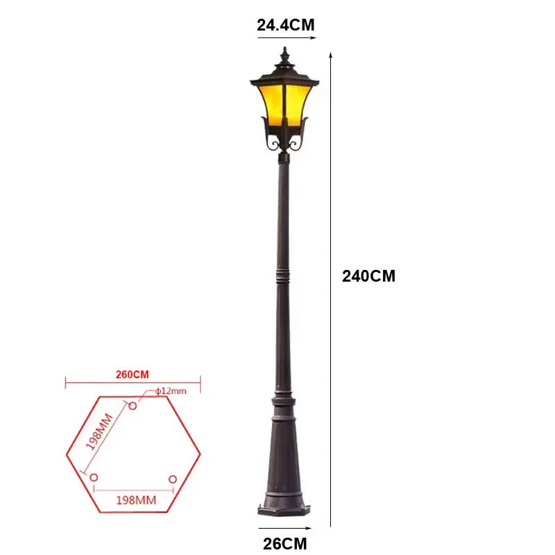 lampe rue marron foncé classique ornements détails sculptés base solide extérieure ip65 led aluminium