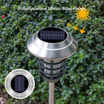 lampe anti moustiques solaire led noir argenté moderne panneau solaire grille métallique interrupteur étanche