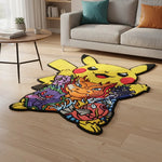 tapis pokémon pikachu jaune dessin animé orange bleu violet tapis flanelle 50cm 80cm 100cm