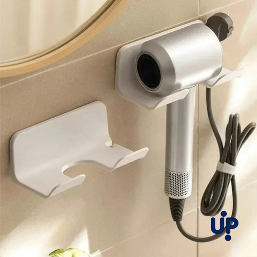 séchoir cheveux support mural adhésif moderne couleur blanc matériau plastique fixations adhésives