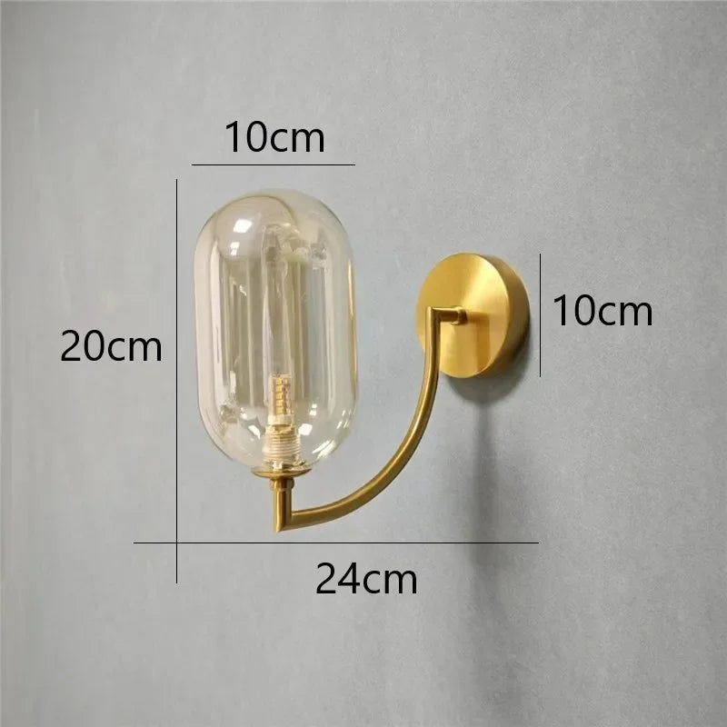 applique murale moderne or transparent sphérique led minimaliste fixée mur