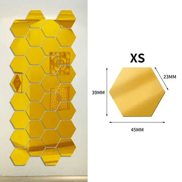 miroirs hexagonaux adhésifs modernes doré blanc brillants decoration maison minimaliste