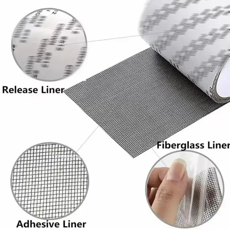 ruban adhésif maille fine réparation moustiquaire fenêtre porte anti insecte autocollant blanc