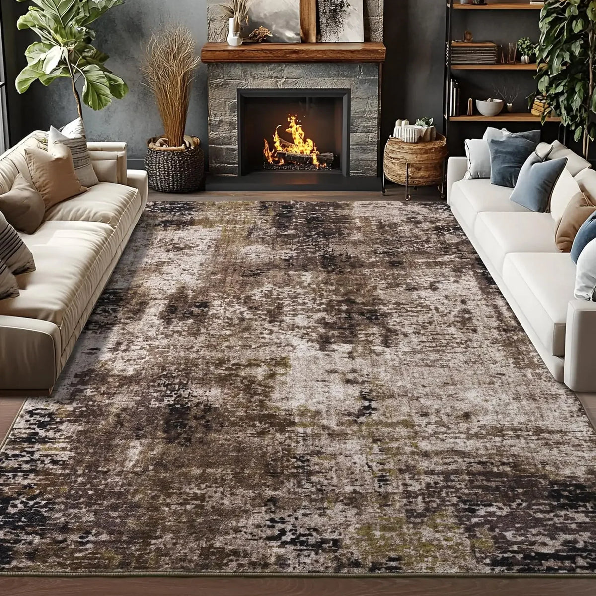 tapis moderne abstrait bleu gris beige maison chambre prière extérieur salle bain commercialisation