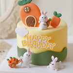 décoration gâteau forme lapin carotte anniversaire enfant festif orange vert blanc