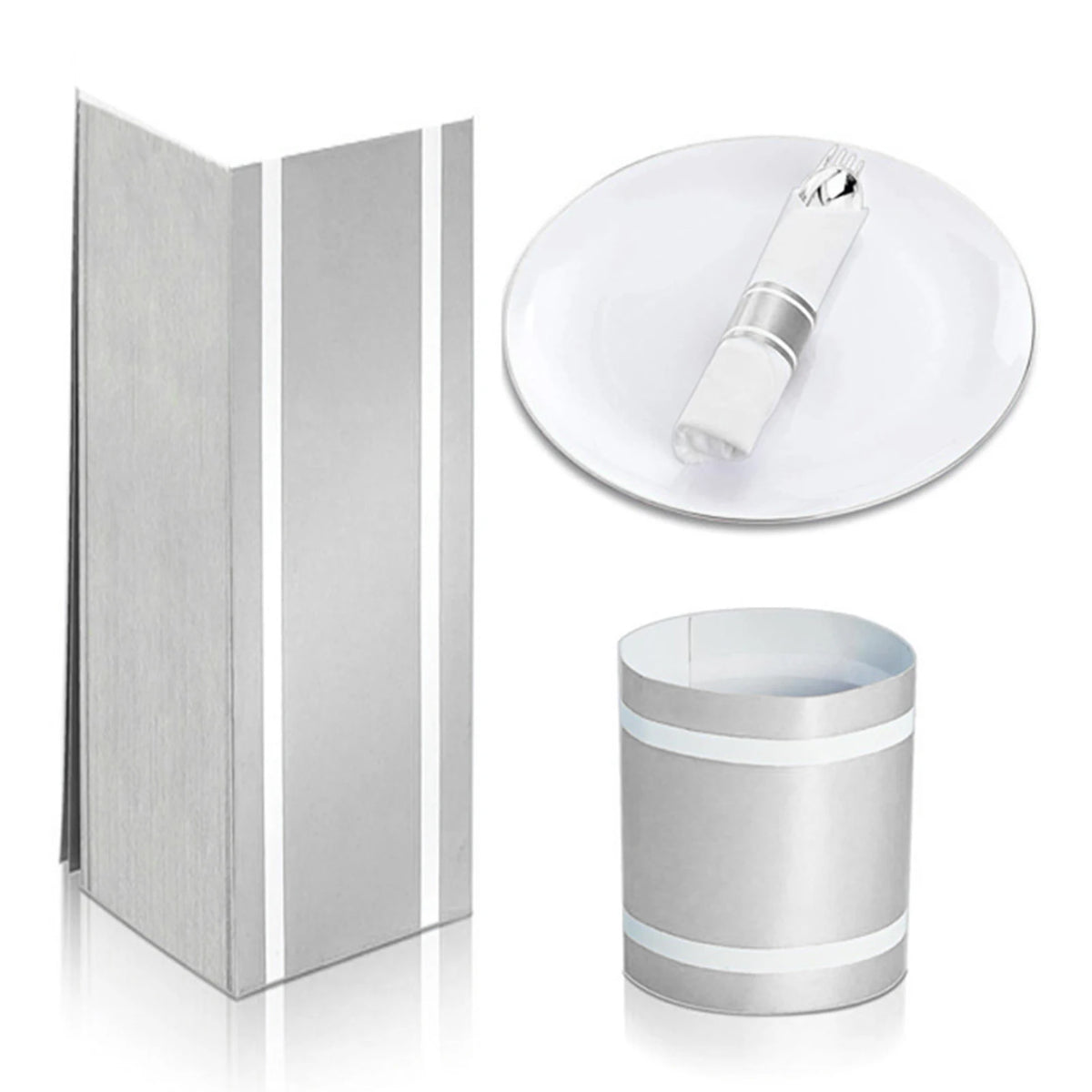 bandes serviettes or blanc rayures adhésives modernes élégantes mariage festives