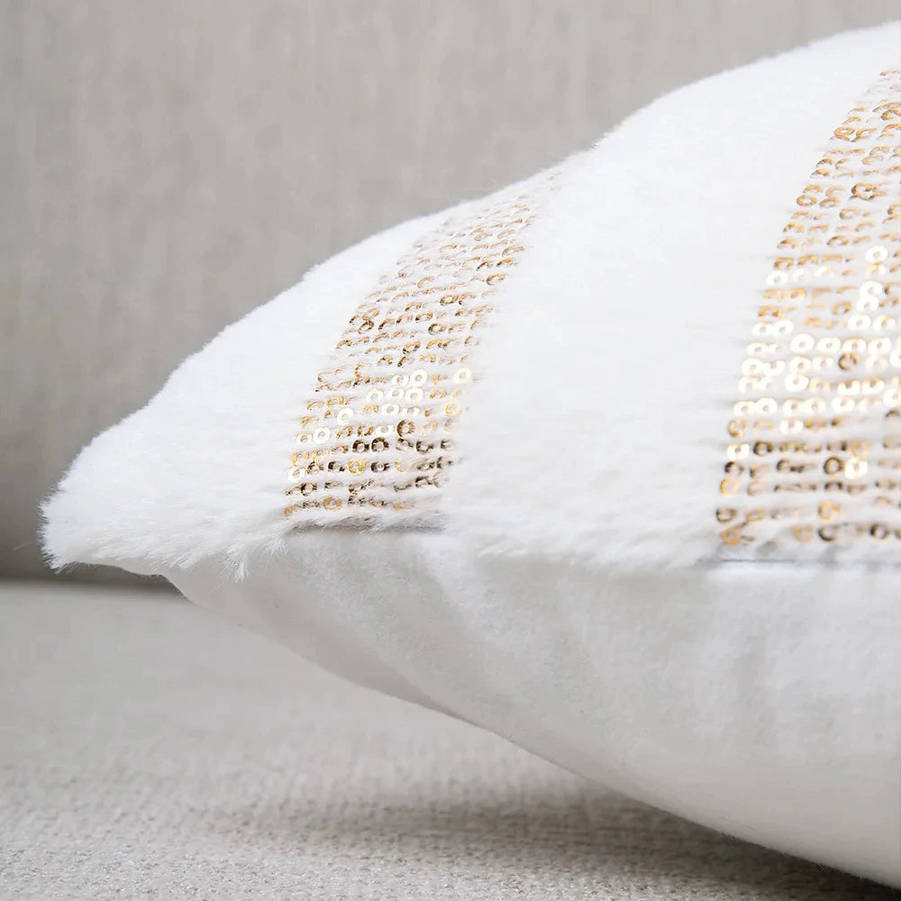 housse coussin géométrique doré moderne 100 polyester 30x50 45x45 blanc or décoration chambre voiture