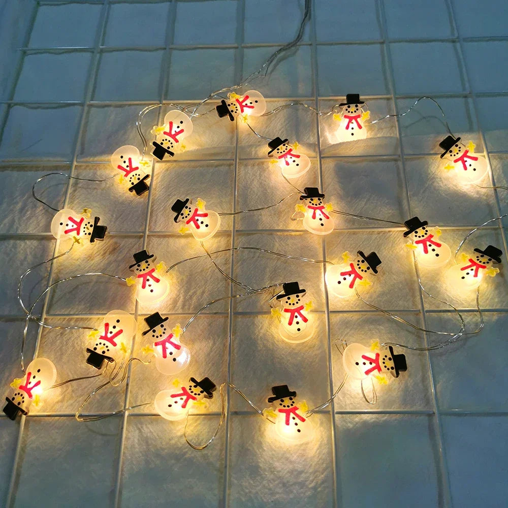 guirlande lumineuse noël personnages père noël bonhomme neige décoration maison festive led