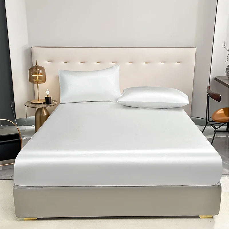 housse lit adulte polyester élastique solide noir moderne ajustable grande taille