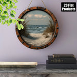 décoration murale bois cercle plage océan sable herbes hautes suspension maritime rustic vintage