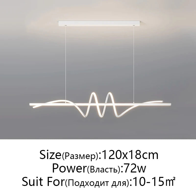 suspension lumineuse moderne led blanc noir doré ondulé minimaliste