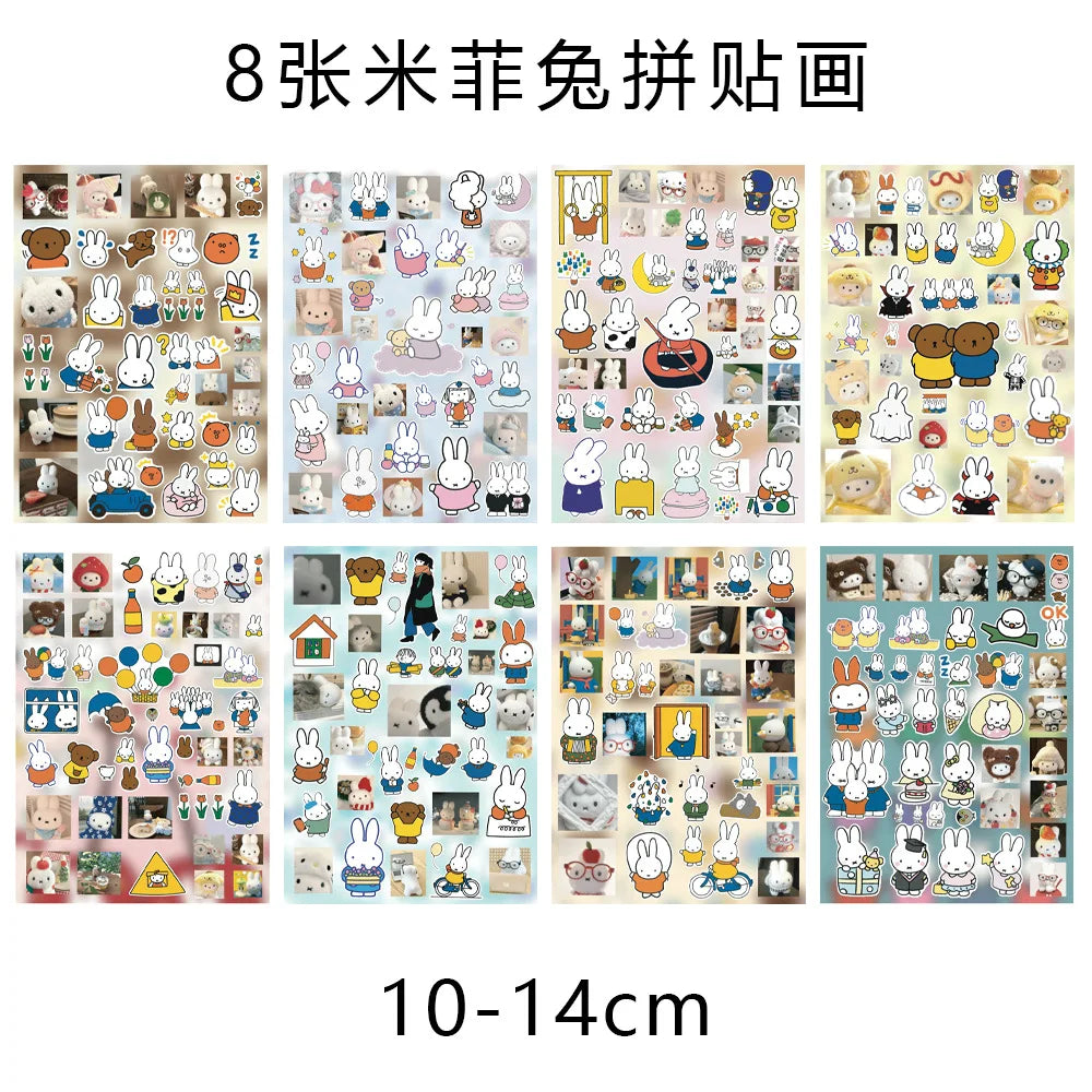 sticker autocollant mignon dessin animé personnage lapin miffy motifs maison fruits kawaii