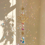 décoration murale suncatcher or multicolore fleur lotus artisanal bohèmeextérieur chambre jardin