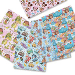 tissu coton disney personnages patchwork rose bleu clair enfants bricolage couture 140x50cm