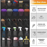 Sac chaussures noir 40 poches maille respirante moderne crochets métalliques fixations haute capacité polyester