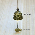 cloches décoratives bronze doré motifs floraux animaux artisanal vintage poisson métal chaîne métallique
