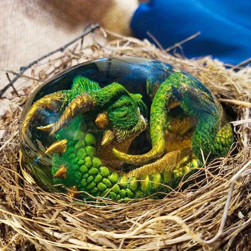 œufs dragon vert orange bleu violet réaliste écailles détails fins décor maison cadeau fantastique