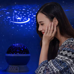 projecteur nuit étoiles lune bleu noir blanc moderne minimaliste led rechargeable interrupteurs alimentation