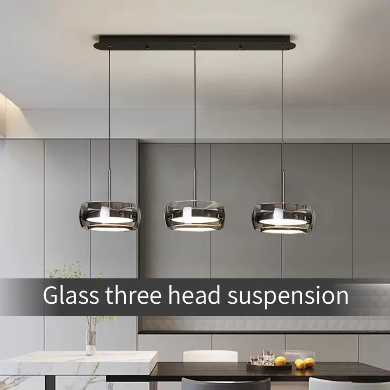 suspension lumineuse moderne minimaliste transparente noir couleurs pendentif verre lisse salon chambre