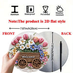 plaque décorative fleurs relief welcome bois couleur rose blanc marron pastorelle 20cm diameter