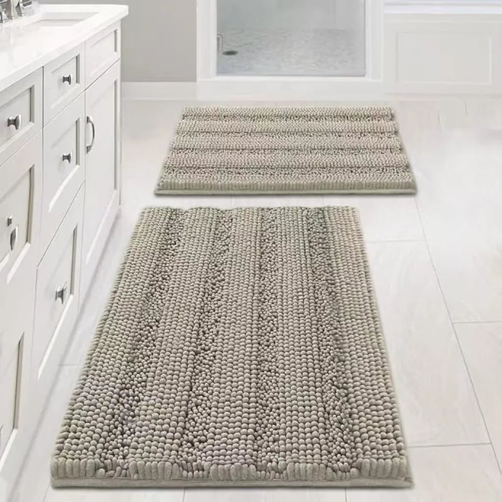 tapis bain anti dérapant absorbant machine lavable doux moderne beige clair vert pastel gris