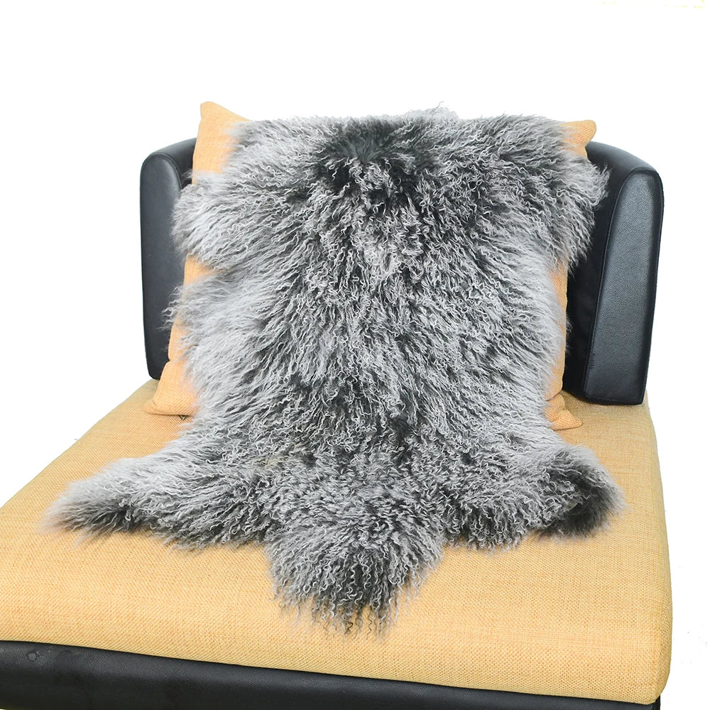 coussin fourrure gris vert rouge violet marron naturel hiver maison laine solide dry frost