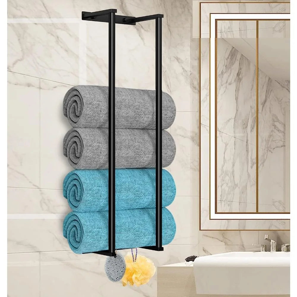 porte serviettes mural acier inoxydable noir doré argenté moderne vis fixation plaques montages