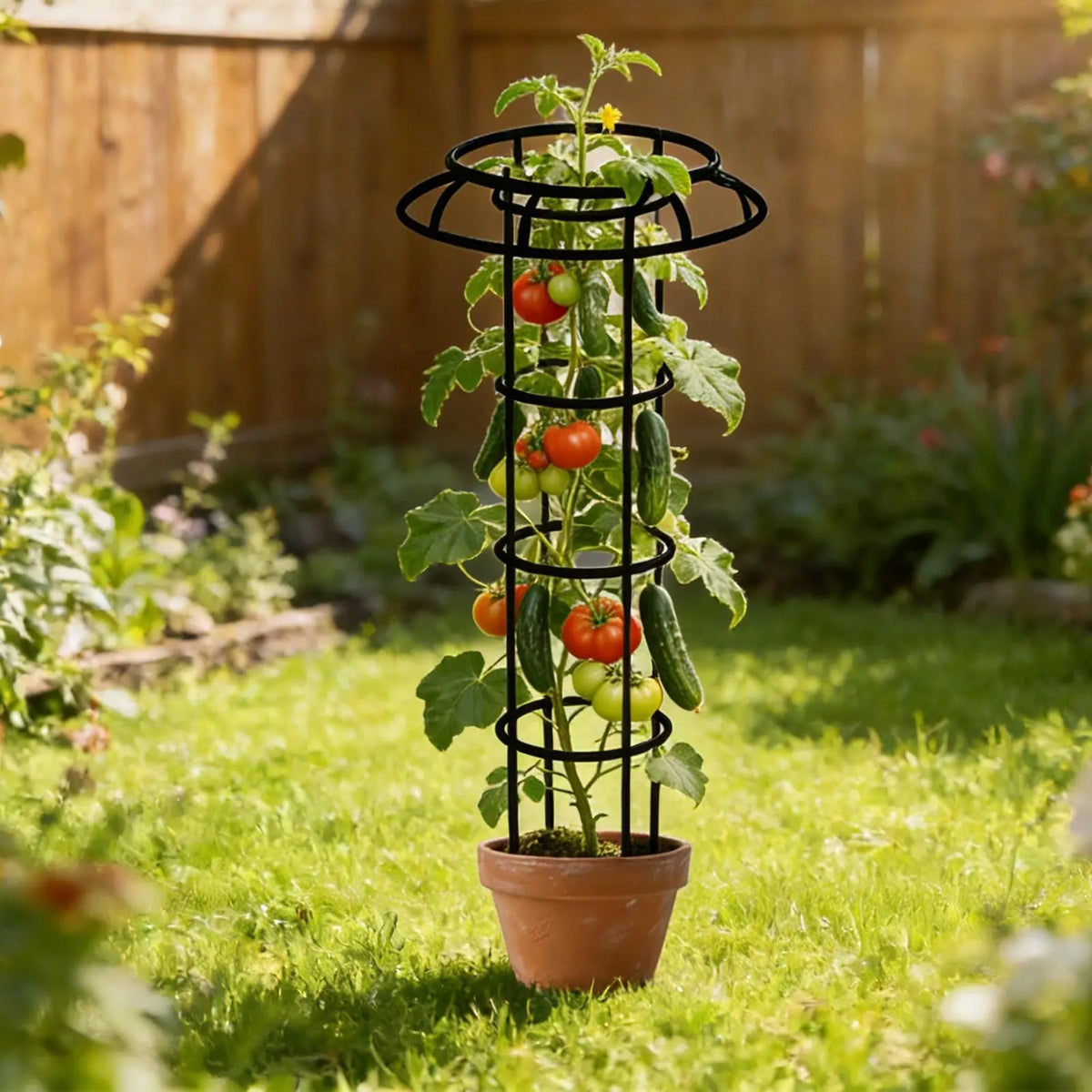obélisque moderne plantes grimpantes treillis noir résistant intempéries spirale jardin décorationextérieur facileinstallation adaptableplantes
