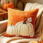 taies d'oreiller automnales citrouille feuilles érable rustique velours polyester non toxique respectueux environnement decoration