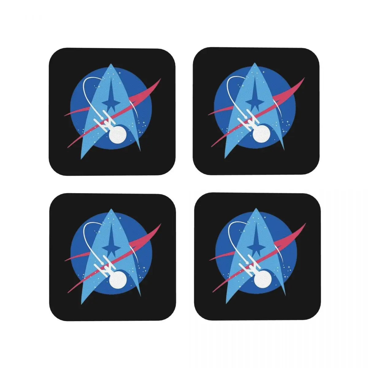 sous verres starfleet command logo étoiles noir antidérapants moderne cuisine restaurant bar
