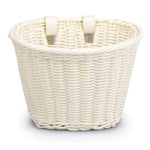 panier vélo tressé marron rose blanc traditionnel clips métalliques 18x14x12cm
