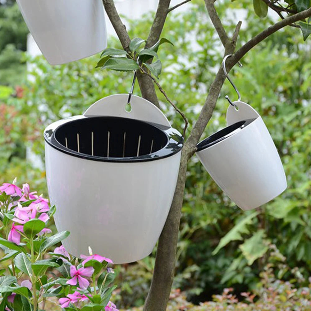 pots plantes modernes blancs noirs grille drainage mur hydroponique