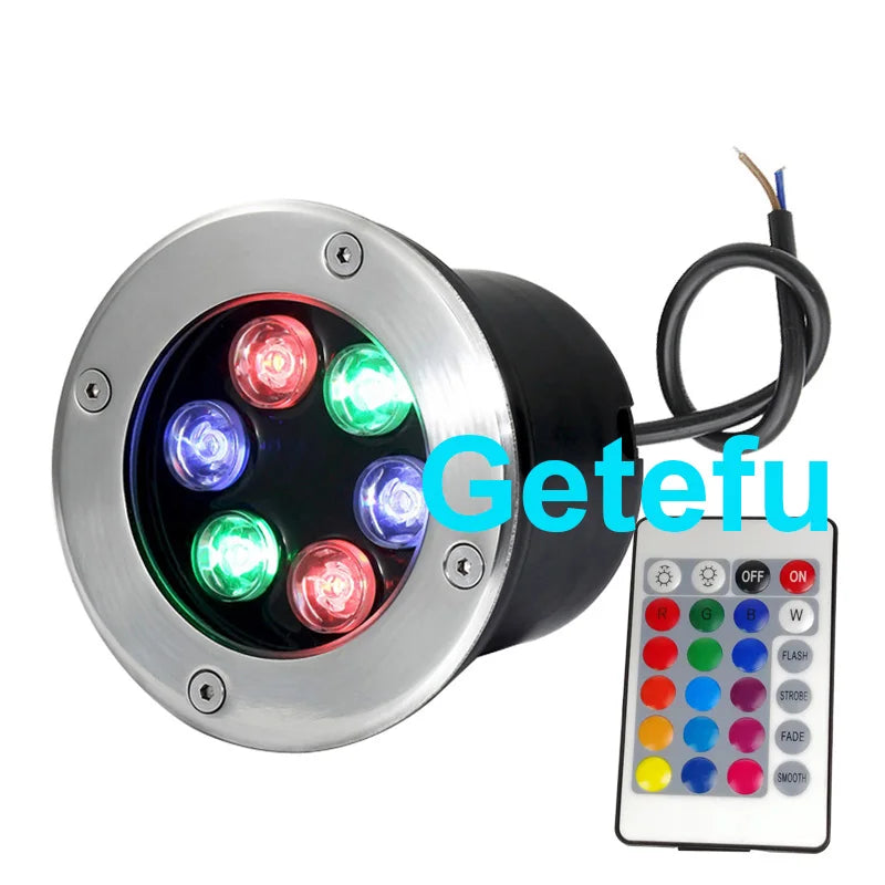 éclairage led rgb télécommande spot noir argent moderne extérieur encastrable ip67 waterproof 9w 18w