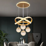 suspension lumineuse moderne or noir diamants transparents anneaux brillants contemporain led