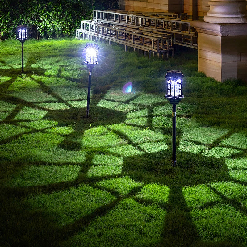 lampe solaire moderne transparente motifs géométriques noir autoinstallation extérieure jardin