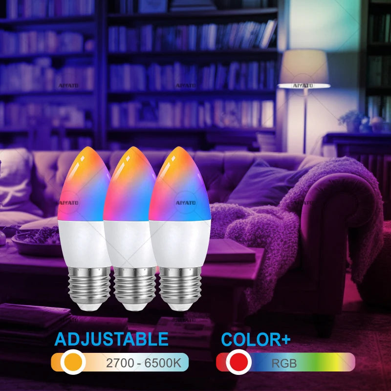 ampoule led multicolore effet arc ciel base e14 e27 moderne blanc rouge vert bleu