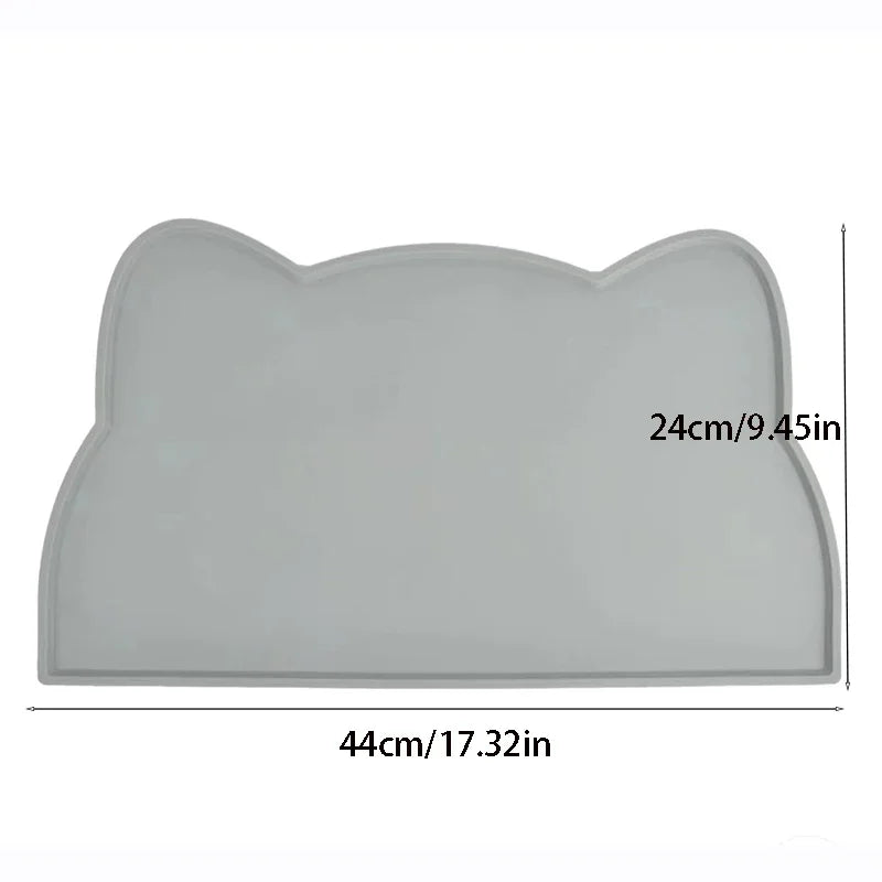 tapis silicone antidérapant chats bols moderne gris orange bleu rose ludique