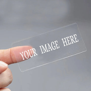 autocollants transparents personnalisables adhésifs textes imprimés modernes ensembles étiquettes variées dimensionsscrição