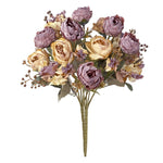 bouquet artificiel pivoine violettes blanches romantique intérieur mariage décoration maison fleurs soie classique