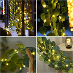 guirlande artificielle feuilles vertes lumiere led decoration maison champetre boheme festive prenuptialeintérieur