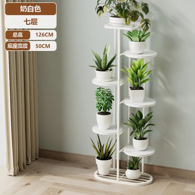 étagère métal multi niveaux plantes moderne extérieur intérieur or noir blanc