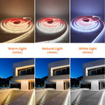 Comparaison des températures de couleur blanc chaud, naturel et froid du ruban LED