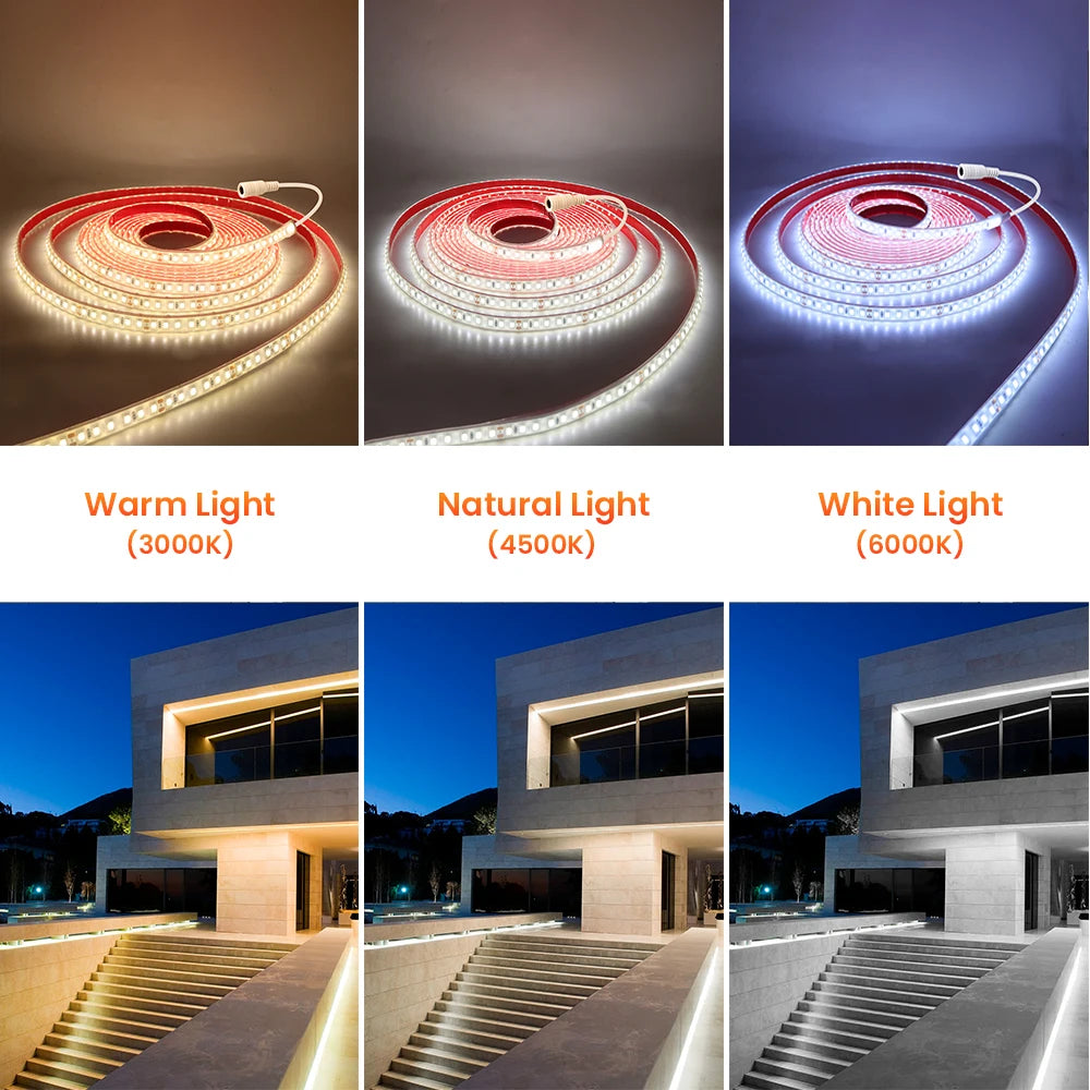 Comparaison des températures de couleur blanc chaud, naturel et froid du ruban LED