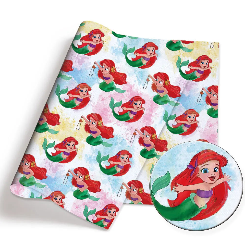 serviettes enfants dessins animés personnages fées sirènes motifs colorés rose vert bleu blanc opaques